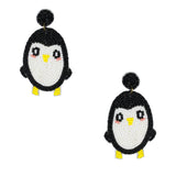 Hastkalakari Handmade Quirky Penguin Design Beaded Dangler Earrings For Women