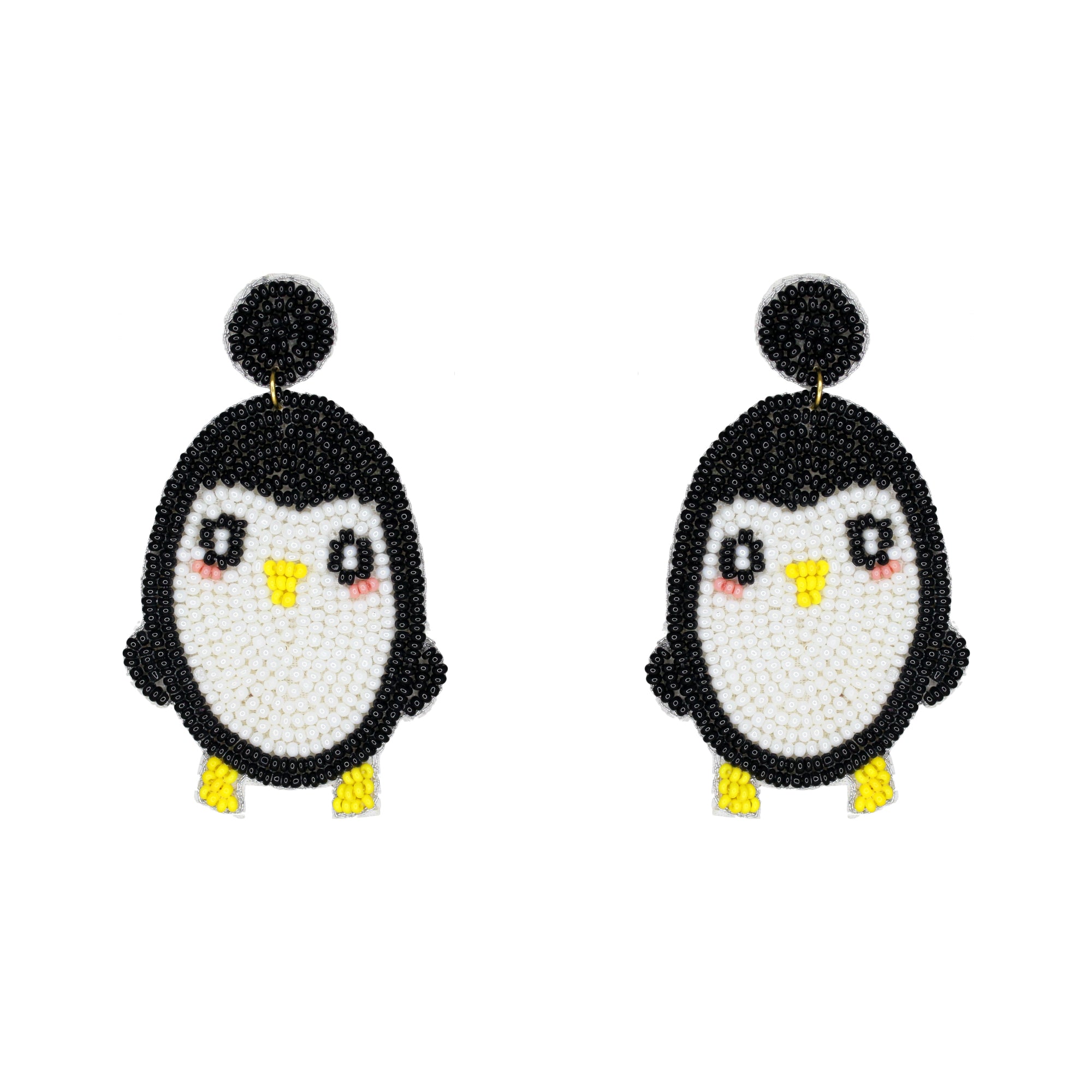 Hastkalakari Handmade Quirky Penguin Design Beaded Dangler Earrings For Women