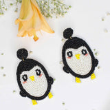 Hastkalakari Handmade Quirky Penguin Design Beaded Dangler Earrings For Women