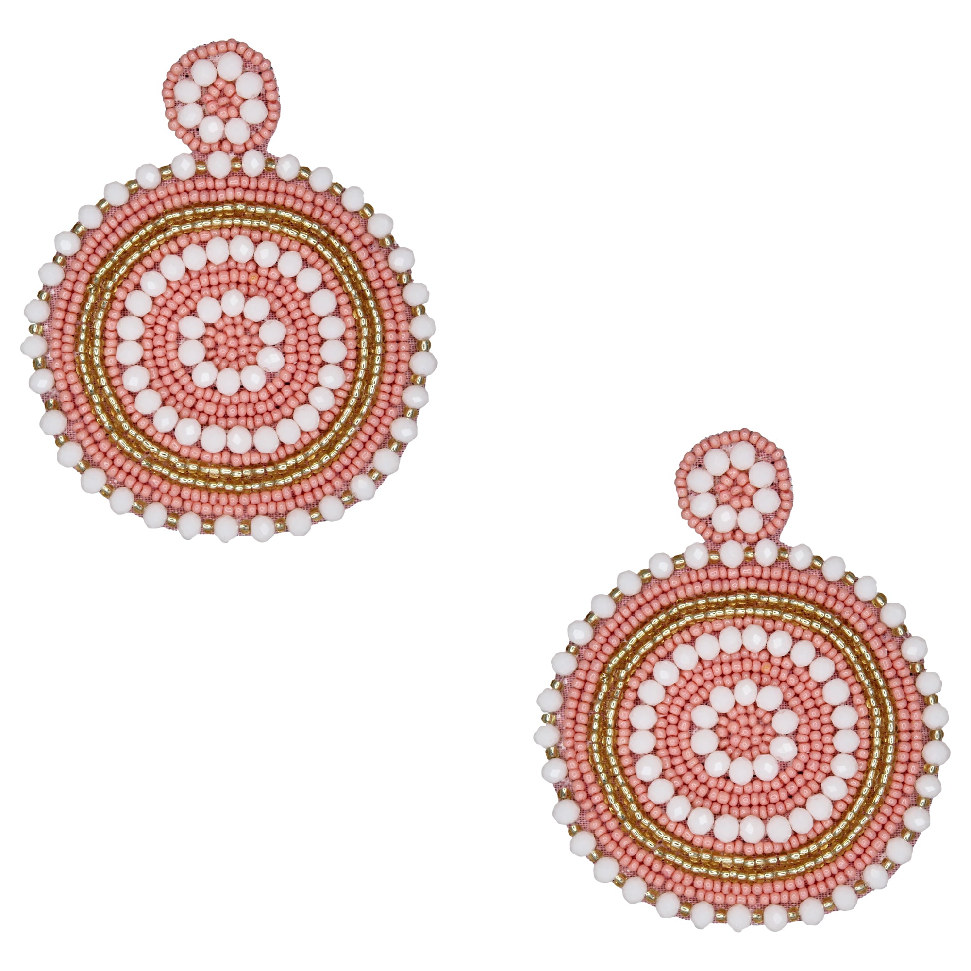 Hastkalakari Handcrafted Ethnic Pink Round Beaded Dangler Earrings For Women