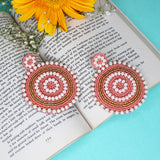 Hastkalakari Handcrafted Ethnic Pink Round Beaded Dangler Earrings For Women