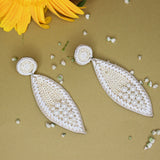 Hastkalakari Handmade Off-white Feather Design Dangler Earrings For Women