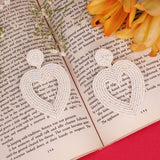 Hastkalakari Handmade Elegant White Heart Shape Dangler Beaded Earrings For Women