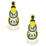 Hastkalakari Handcrafted Trendy Green-yellow Beaded Dangler Earrings For Women