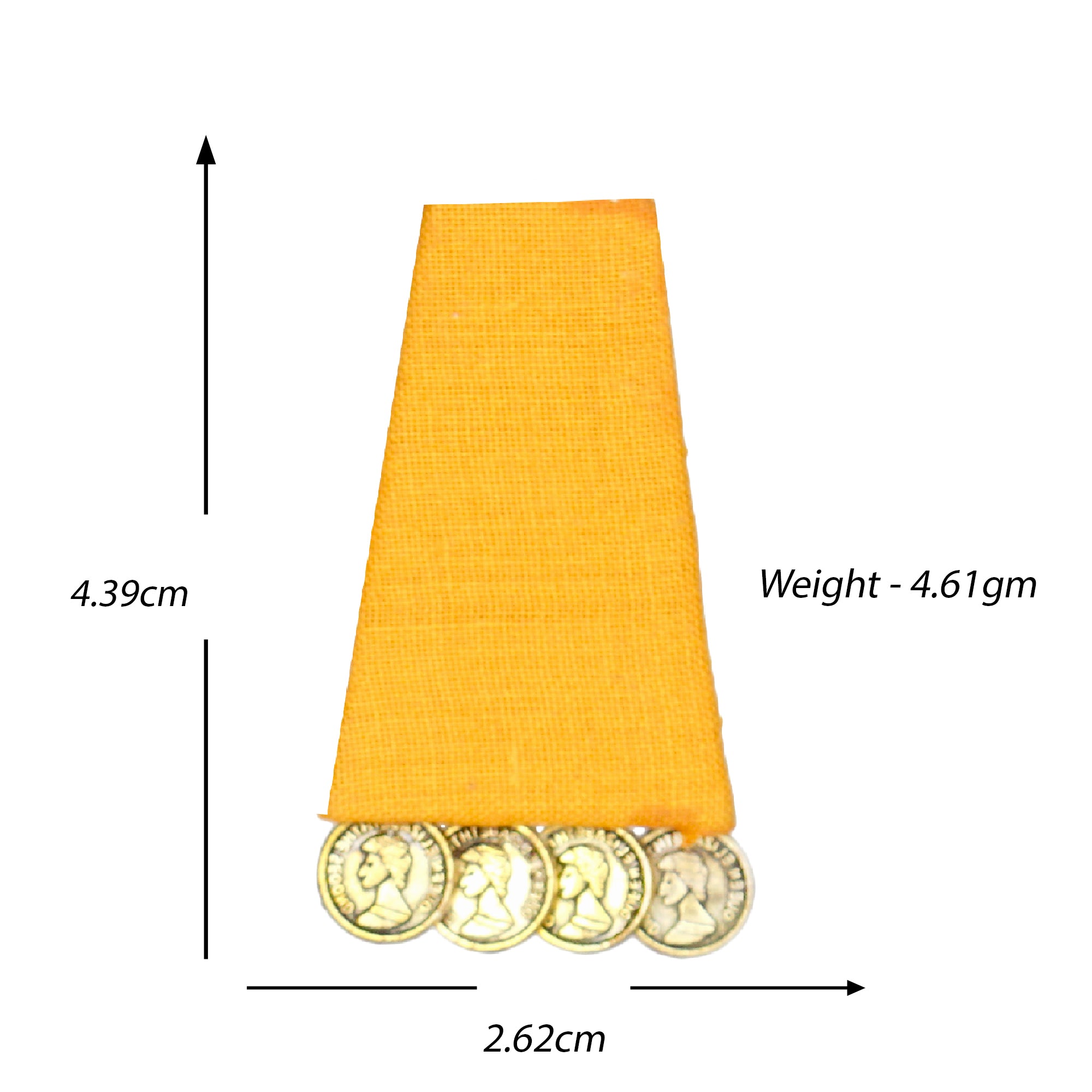 Hastkalakari Handmade Elegant Geometrical Yellow Fabric Stud Earrings With Antique Golden Coins For Women