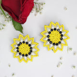 Hastkalakari Handmade Sun Flower Design Beaded Stud Earrings For Women
