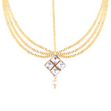 Abhinn Royal Gold Plated Triple Side Strand Maang Tikka with CZ Crystal Stones For Women