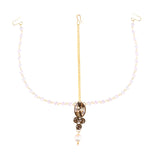 Abhinn Designer Gold Plated Single Side Strand Maang Tikka With Brown Stones For Women