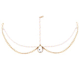 Abhinn Designer Gold Plated Double Side Strand Maang Tikka With Stones and Pearls For Women
