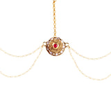 Abhinn Designer Golden Double Side Strand Maang Tikka With Pearl For Women
