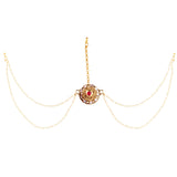 Abhinn Designer Golden Double Side Strand Maang Tikka With Pearl For Women