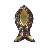 Latest Black Golden Fish Design Ring with Red Boho Tibetian Work