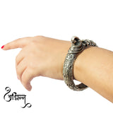 Abhinn Silver Replica Bracelet Engraved With Peacock Design For Women