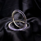 Antique Silver Bangle Set Studded With Silver Beads