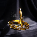 Abhinn Golden Platted Bangle Set Studded With CZ Stones For Women