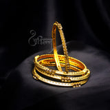 Abhinn Gold Plated Bangle Set With Golden Stones For Women 