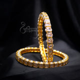 Abhinn Gold Plated Bangle Set Studded With CZ Stones For Women