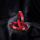 Abhinn Acrylic Maroon Bangle Set Surrounded With CZ Silver Stones For Women