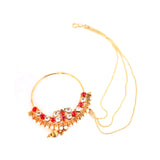 Abhinn Designer Rajasthani Gold Plated Large Hoop Nose ring with Red CZ Crystal Stones for Women Online