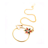 Abhinn Latest Gold Plated Large Hoop Nose Ring With Red Green CZ Stones