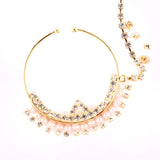 Abhinn Traditional Designer Gold Plated Large Hoop Nose ring with CZ Crystal Stones and Pearls for Women Online