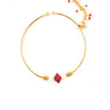 Abhinn Latest Gold Plated Large Hoop Nose Ring With Red and White Beads