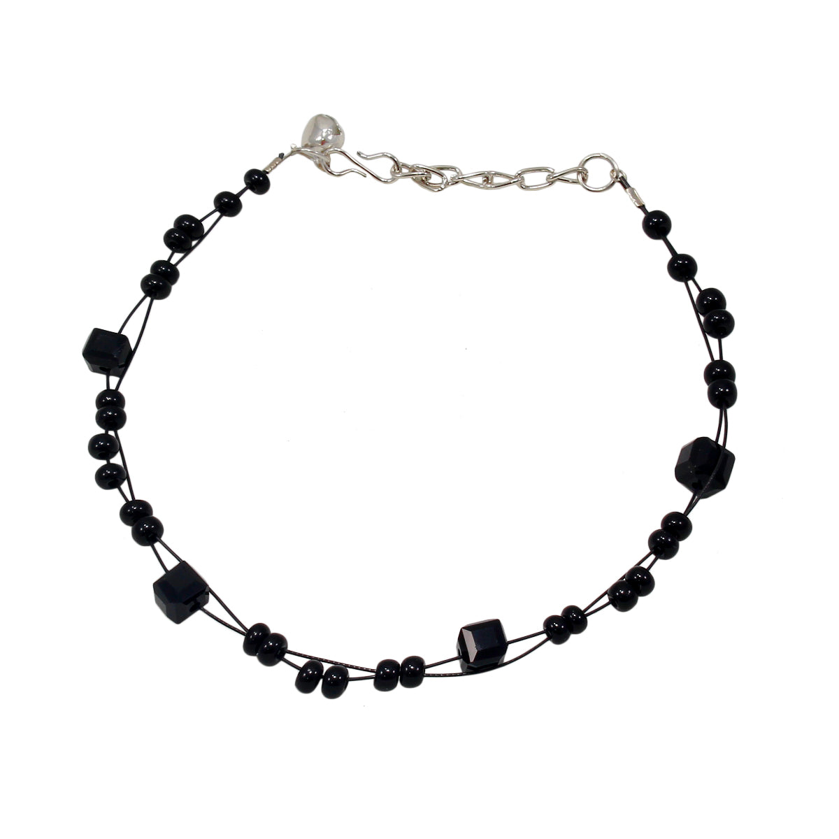 Trendy Designer Black Pearl Anklet with Black Crystal Beads