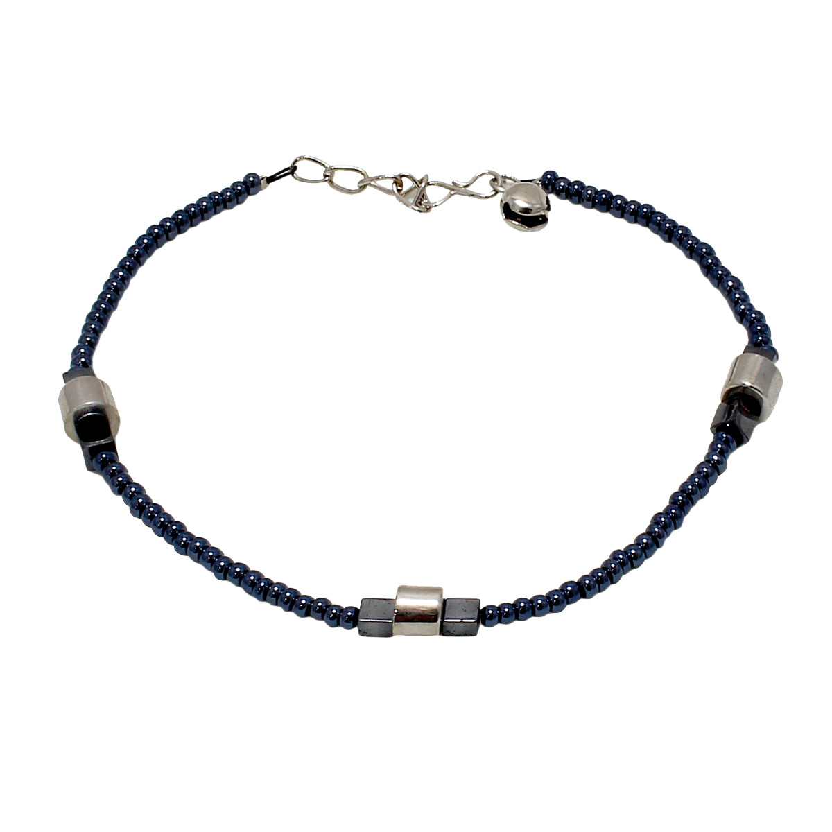 Abhinn Trendy Designer Silver Plated Anklet with Black Beads For Women