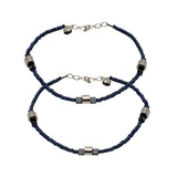 Abhinn Trendy Designer Silver Plated Anklet  with Black Beads For Women