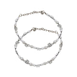 Abhinn Trendy Designer White Pearl Anklet with Crystal Beads