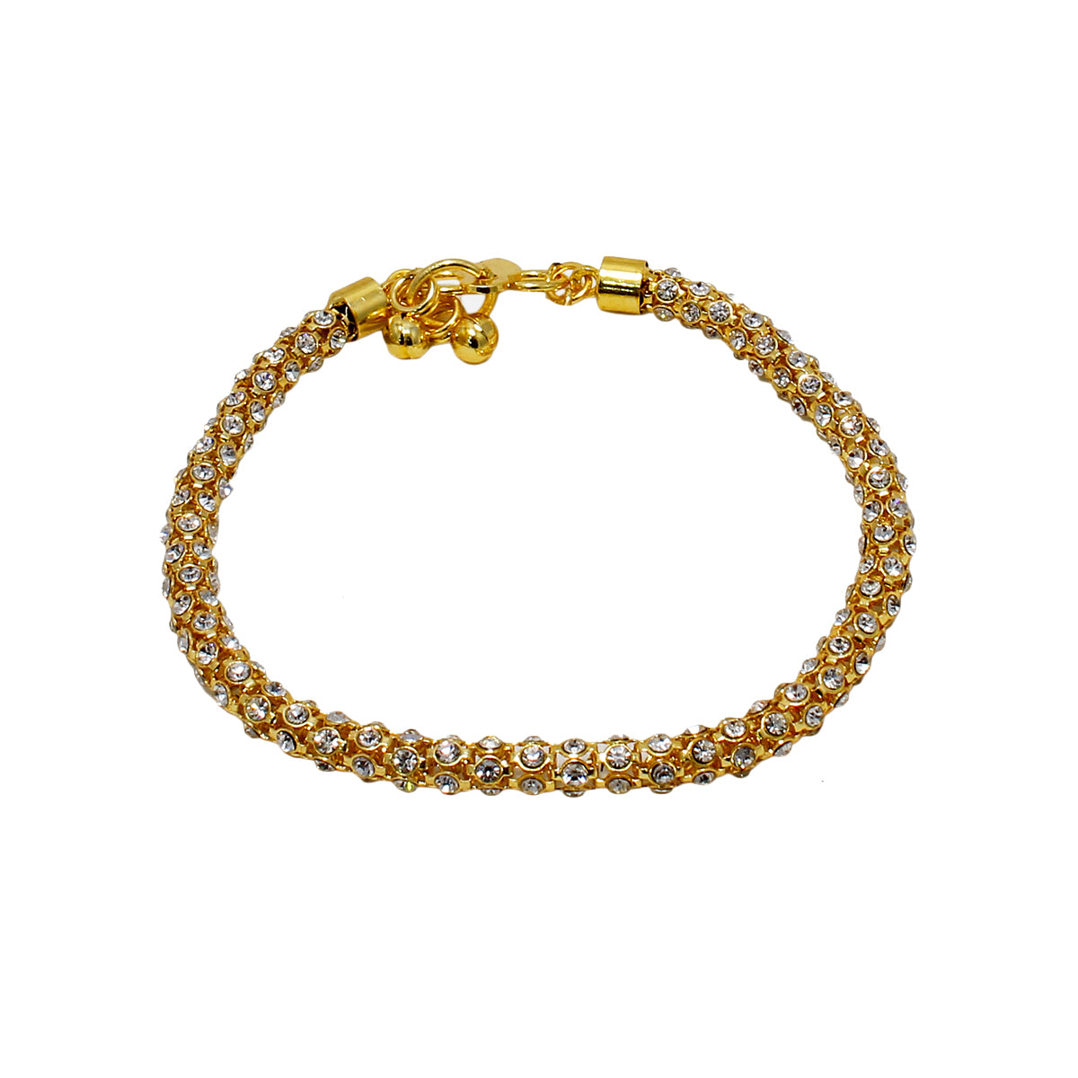 Abhinn Beautiful CZ Stone Studded Golden Plated Anklet For Girls