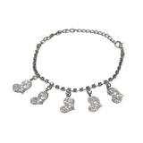 Abhinn Trendy Floral Heart Design With CZ Stones Anklet For Girls