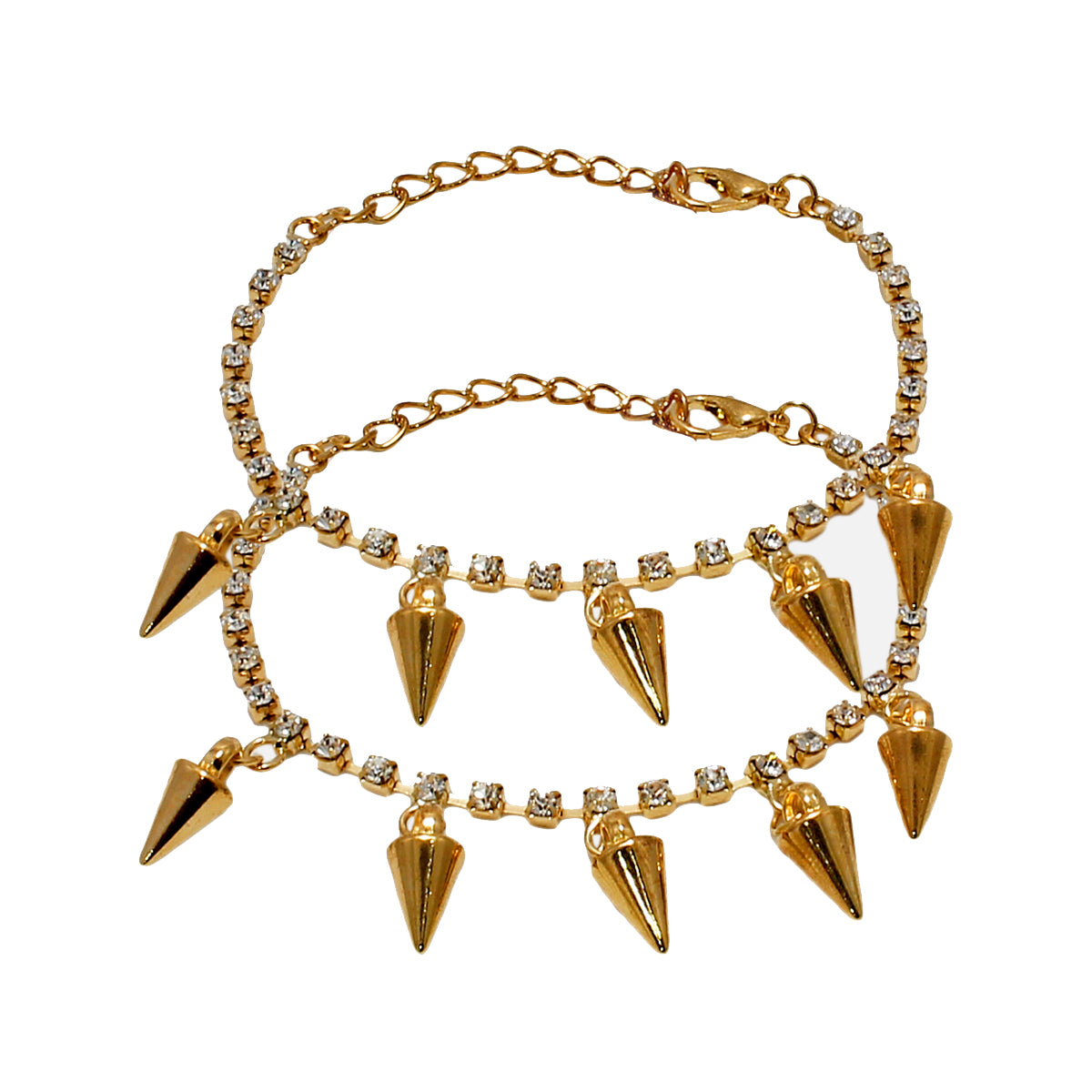 Abhinn Stylish Arrow Golden Plated With CZ Stones Anklet For Women