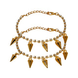 Abhinn Stylish Arrow Golden Plated With CZ Stones Anklet For Women