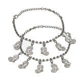 Abhinn Trendy Floral Heart Design With CZ Stones Anklet For Girls