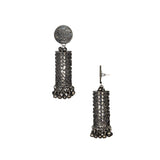 Abhinn Black Polished Cylindrical Shape Spiral Jhumka Earrings For Women