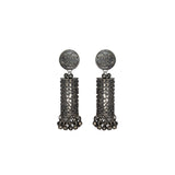 Abhinn Black Polished Cylindrical Shape Spiral Jhumka Earrings For Women
