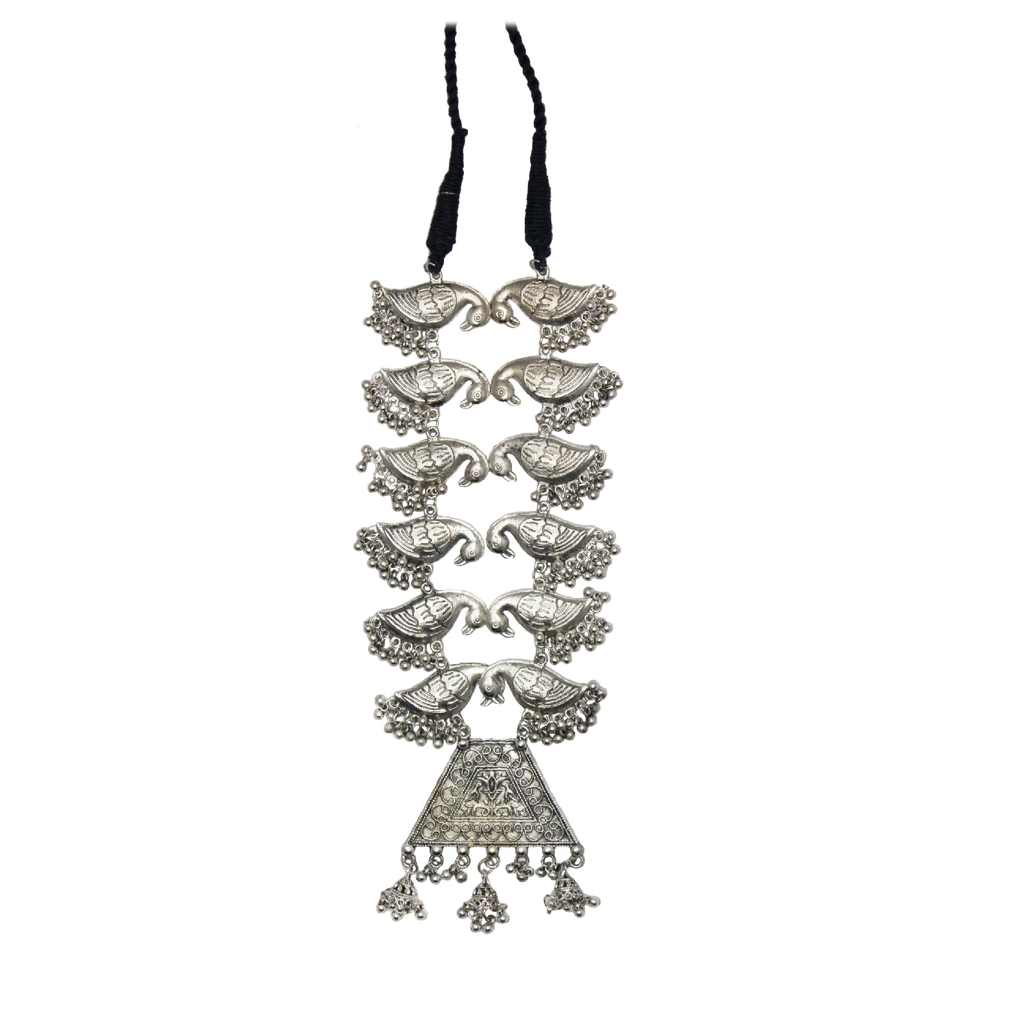 Abhinn Silver Oxidised Bird Design Pendant For Women