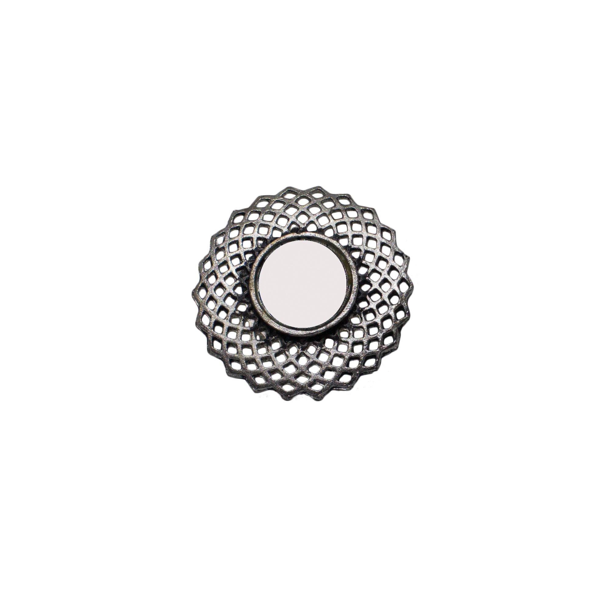 Abhinn Silver Oxidised Floral Design Mirror Ring For Women 