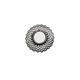 Abhinn Silver Oxidised Floral Design Mirror Ring For Women 