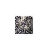 Abhinn Silver Oxidised Square Floral And Temple Design Rings For Women