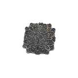 Abhinn Silver Oxidised Square Floral Design Rings For Women
