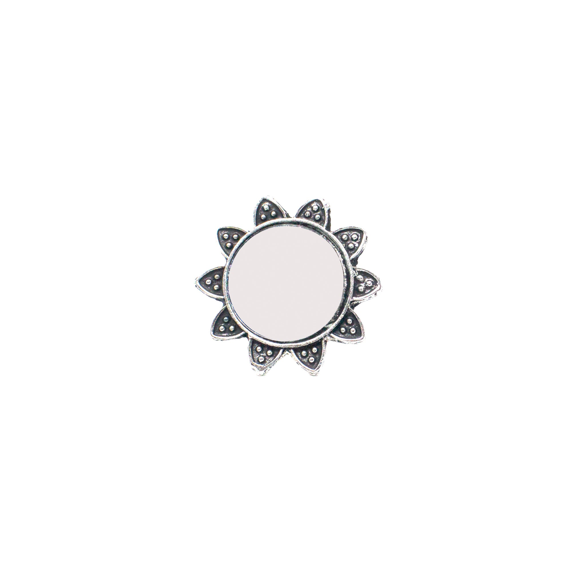 Abhinn Silver Oxidised Sun Shaped Mirror Ring For Women