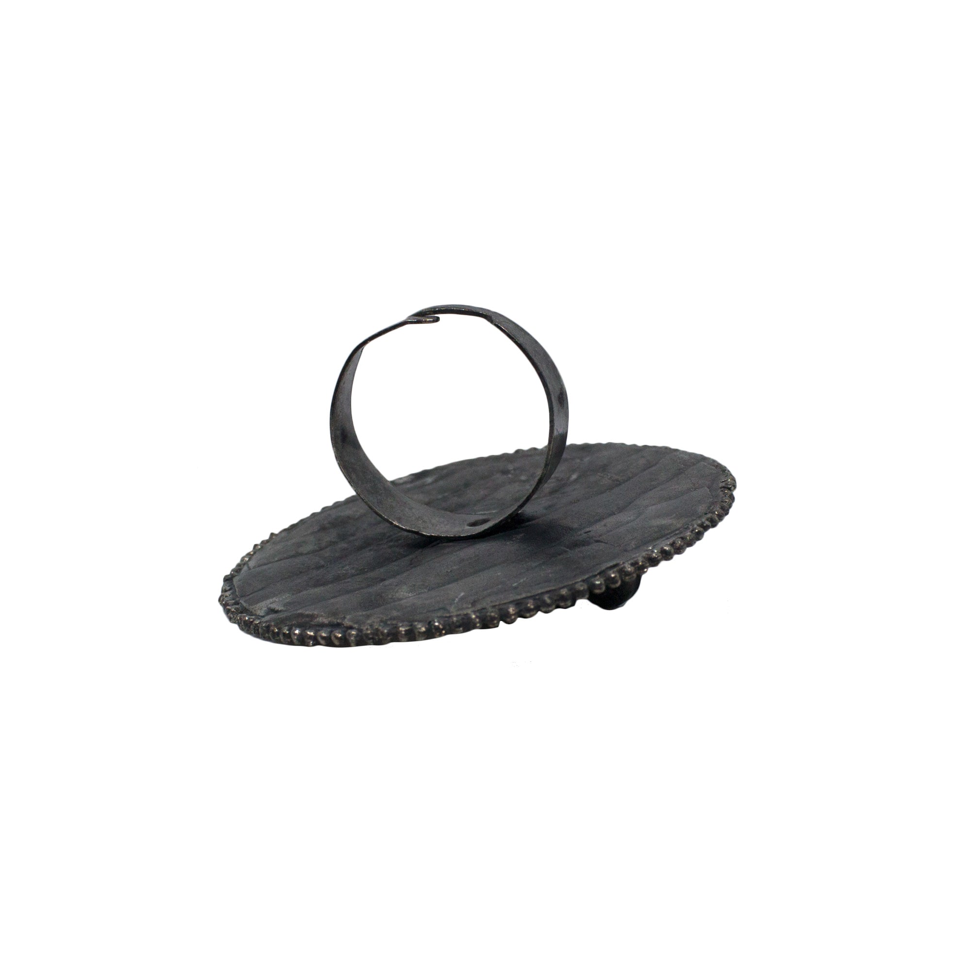 Abhinn Silver Oxidised Temple Design With Ghungroo Ring For Women