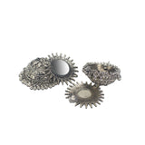 Abhinn Silver Oxidised Temple Design With Mirror Stud Jhumka Earrings For Women