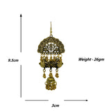 Temple Design Oxidised Dangler Small Jhumki Earrings