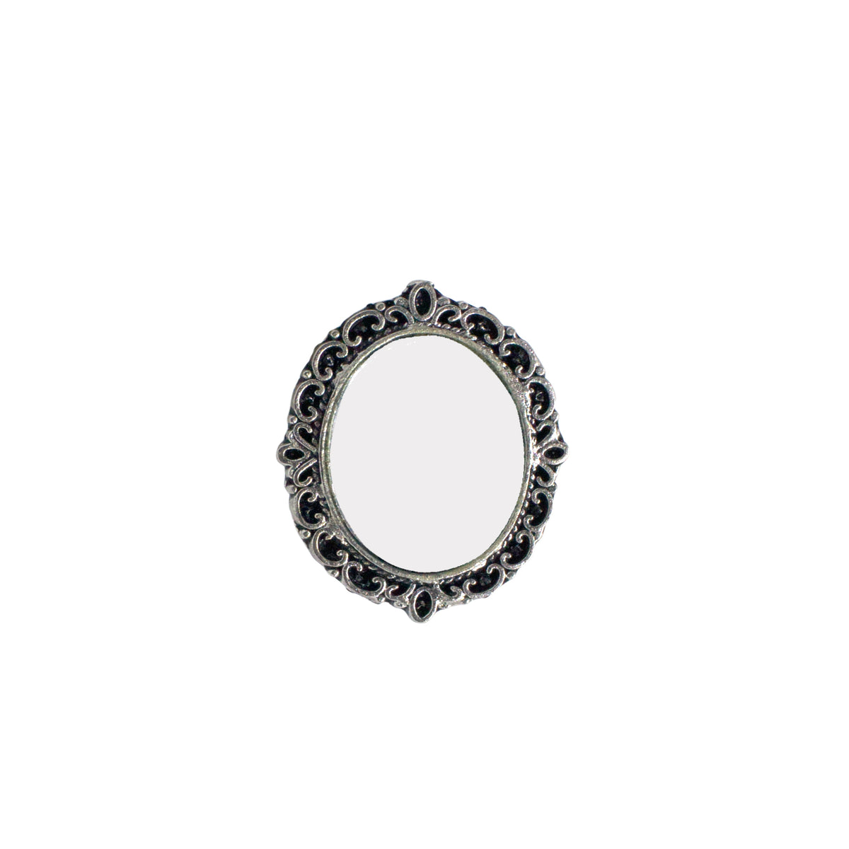 Abhinn Unique Silver Oxidised Tribal Design Mirror Ring For Women 