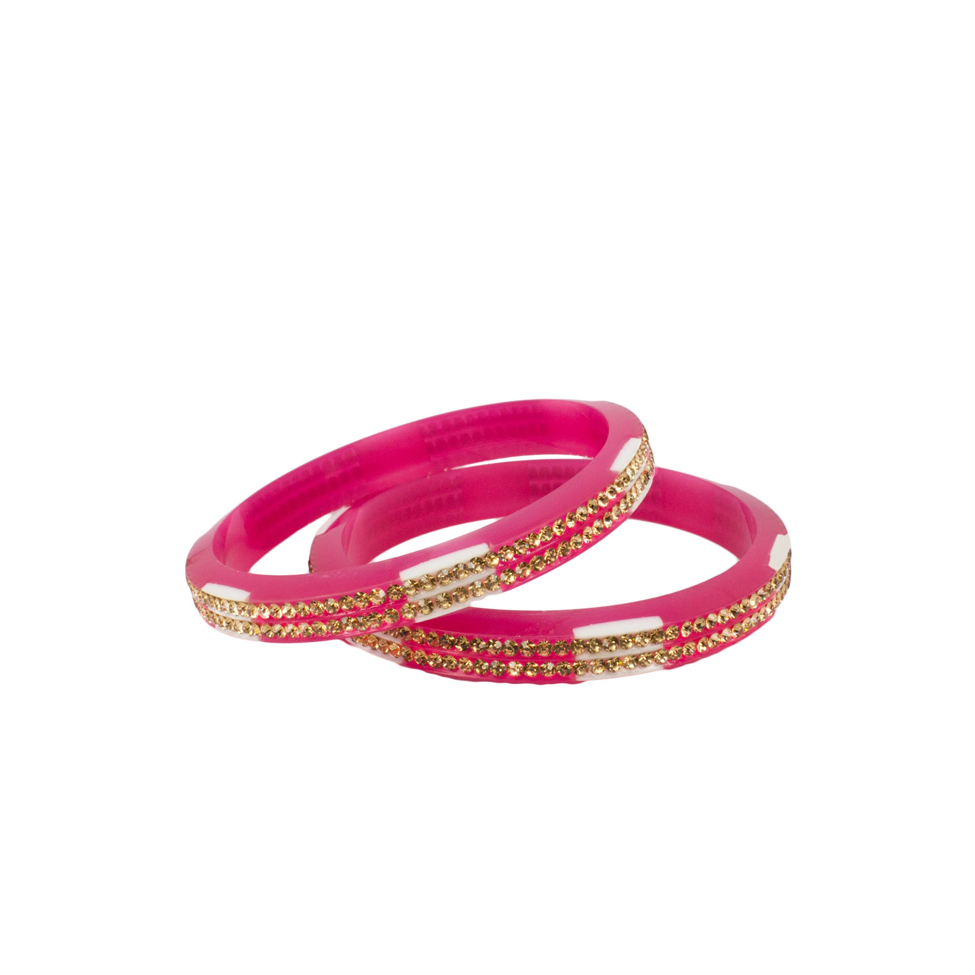 Abhinn Acrylic Pink Bangle Set Surrounded With CZ Silver Stones For Women