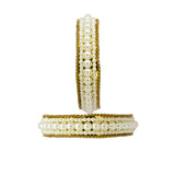 Abhinn Golden Platted Bangle Set With White Pearls For Women
