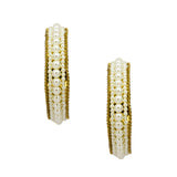 Abhinn Golden Platted Bangle Set With White Pearls For Women